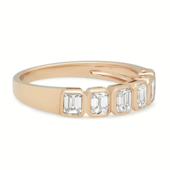 Rachel Koen 1.04Cttw Emerald Cut Bezel Diamond Ring 18K Yellow Gold Size 6.5 - Picture 5 of 6
